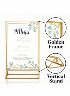 Excefore Clear Acrylic Frames Display Holder with Gold Borders and Vertical Stand,Double Sided Table Menu Holders Picture Frames for Wedding Table Numbers, Restaurant Signs,Photos Display-5x7 Inches,6Pack  - Image 2