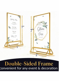 Excefore Clear Acrylic Frames Display Holder with Gold Borders and Vertical Stand,Double Sided Table Menu Holders Picture Frames for Wedding Table Numbers, Restaurant Signs,Photos Display-5x7 Inches,6Pack  - Image 5