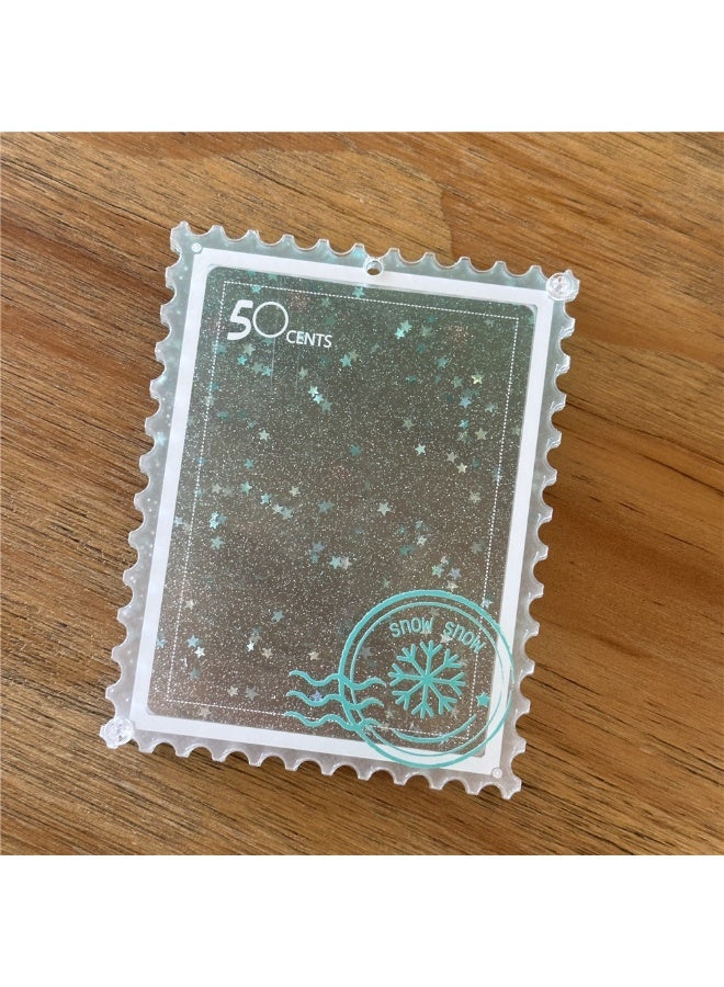 NIBEMINENT 1 - Piece Acrylic Glitter Star Kpop Photo Card Holder Pendant Key Chain ID Badge Holder ID Card Holder Photo Card Protector for School ID Office ID Access Card for Women Girls - Image 1