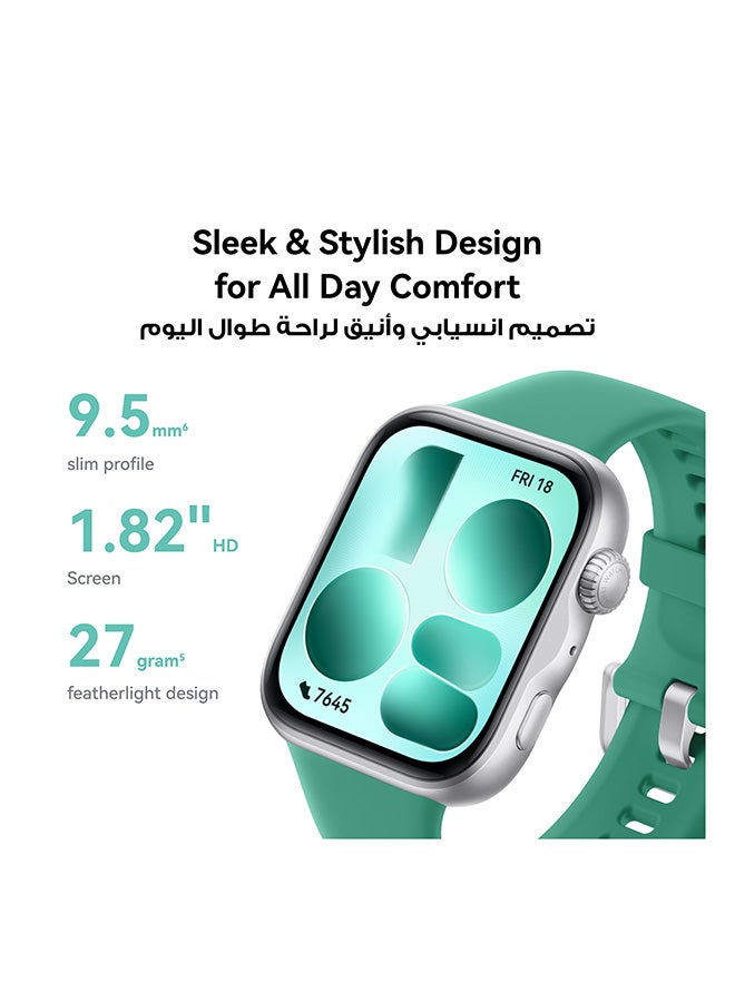 هواوي ساعة ذكية WATCH FIT 5، تمارين مصغرة، تتبع متقدم للنوم والصحة، مراقب رياضي، متوافقة مع iOS وAndroid، عمر بطارية يصل إلى 10 أيام مع سماعات FreeBuds SE 2 مجانية + واجهات ساعة + HUAWEI Health+ - Image 2