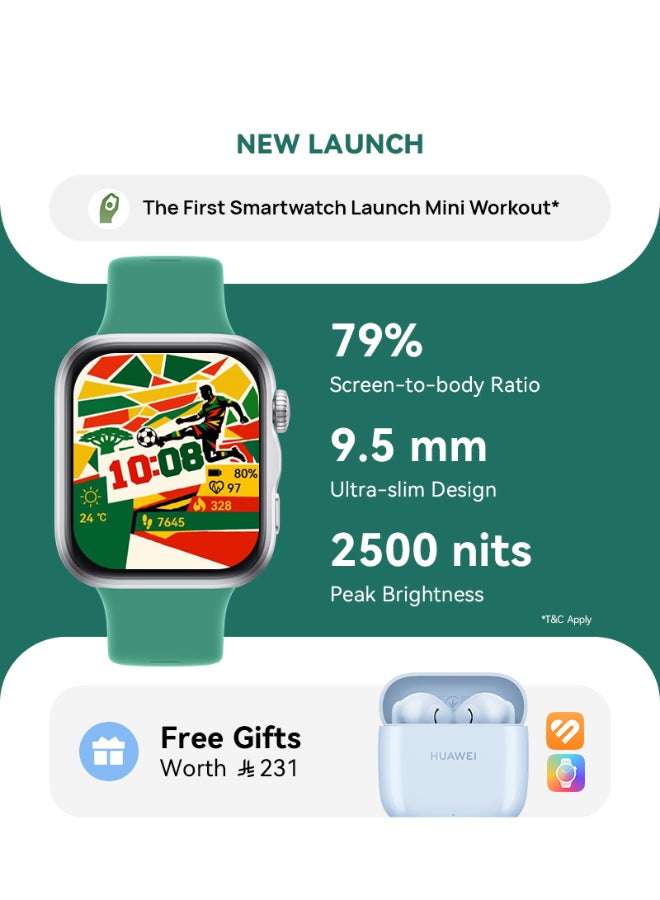 HUAWEI WATCH FIT 5 Smart Watch, Mini Workout , Advanced Sleep & Health Tracking, Sports Monitor, iOS & Android, Up to 10-Day Battery Life with Free FreeBuds SE 2 + Watch Faces + HUAWEI Health+, green