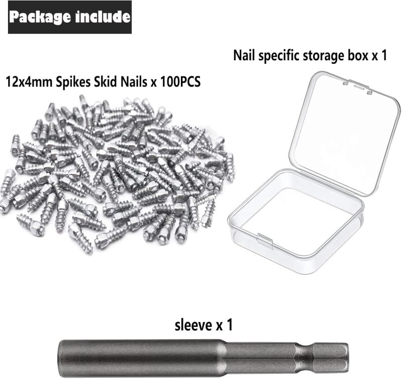 Tire Spikes 100 Pcs 0.47-Inch Carbide Alloy - Reusable Easy Install Universal Tire Studs for Winter Driving, Cycling, Off-Road Adventures - Image 5