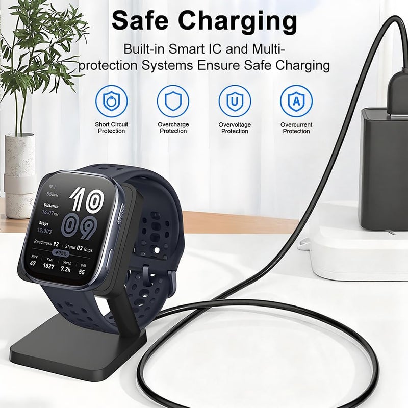 ELEPHANTBOAT ZORBES® Compatible with with Amazfit Active 2/Bip 6, USB Charging Dock Smart Watch Desk Magnetic Charger Dock with Self-adhesive Backing, 3.3ft Long Cable - Image 4