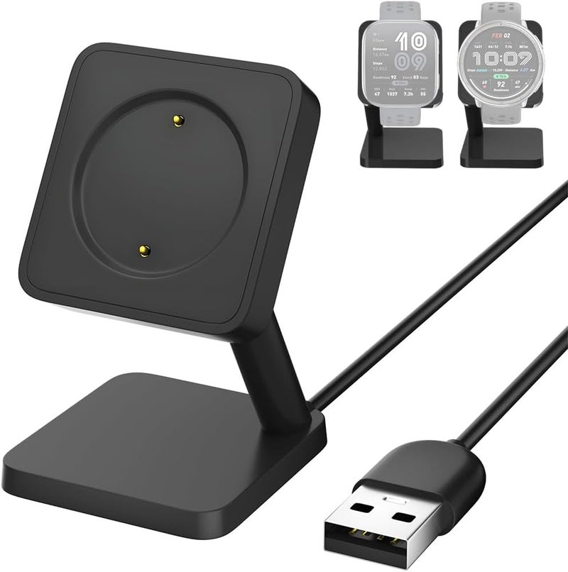 ELEPHANTBOAT ZORBES® Compatible with with Amazfit Active 2/Bip 6, USB Charging Dock Smart Watch Desk Magnetic Charger Dock with Self-adhesive Backing, 3.3ft Long Cable - Image 1