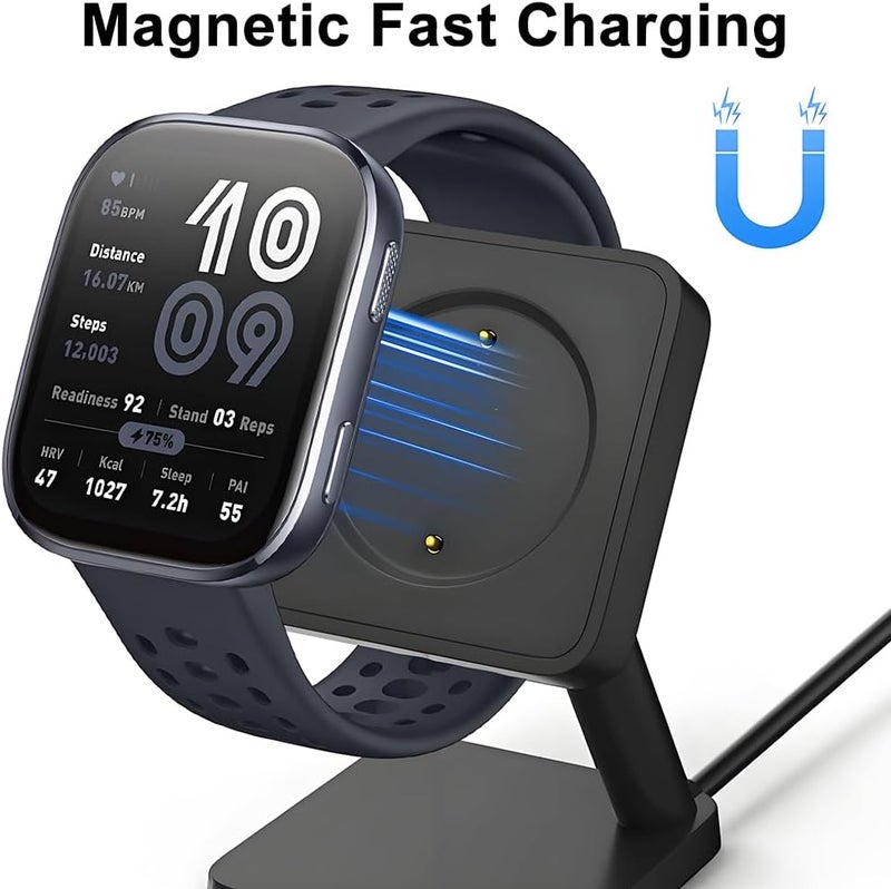 ELEPHANTBOAT ZORBES® Compatible with with Amazfit Active 2/Bip 6, USB Charging Dock Smart Watch Desk Magnetic Charger Dock with Self-adhesive Backing, 3.3ft Long Cable - Image 2