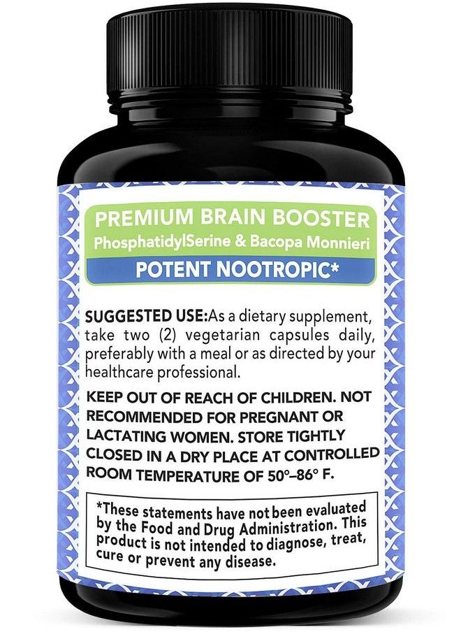 X Gold Health - Phosphatidylserine & Bacopa Monnieri 400 Mg 2 In 1 Supplement Natural Brain Enhancer / Nootropic For Enhanced Focus And Concentration Memory Support & Cognitive Function 120 Vegetarian Capsules - Image 1