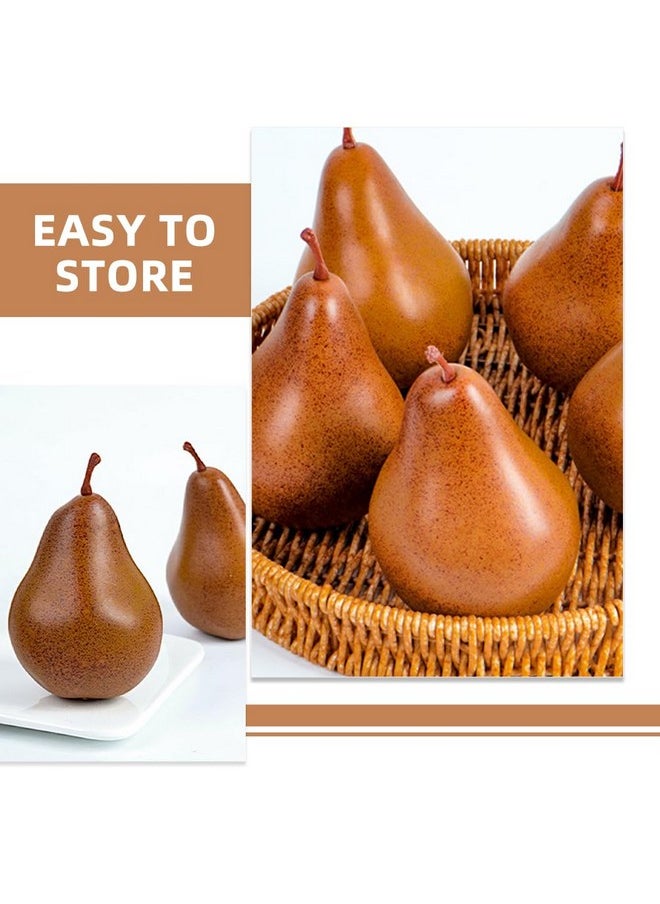 Luxshiny Luxshiny Artificial Brown Pears, 4pcs Fake Lifelike Foams Pears Simulation Fruits Fake Pears Realistic Pears Model for Home Kitchen Party Photo Props Decor  - Image 5