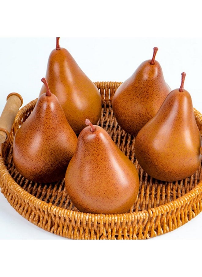 Luxshiny Luxshiny Artificial Brown Pears, 4pcs Fake Lifelike Foams Pears Simulation Fruits Fake Pears Realistic Pears Model for Home Kitchen Party Photo Props Decor  - Image 4