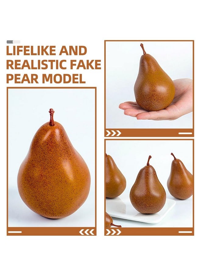Luxshiny Luxshiny Artificial Brown Pears, 4pcs Fake Lifelike Foams Pears Simulation Fruits Fake Pears Realistic Pears Model for Home Kitchen Party Photo Props Decor  - Image 3