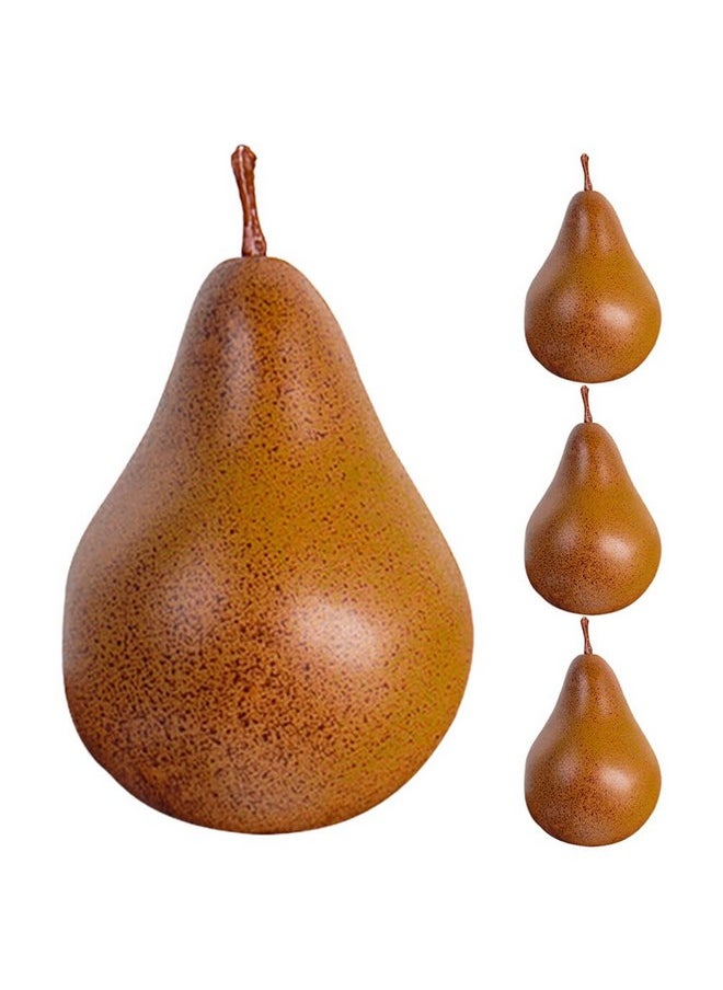 Luxshiny Luxshiny Artificial Brown Pears, 4pcs Fake Lifelike Foams Pears Simulation Fruits Fake Pears Realistic Pears Model for Home Kitchen Party Photo Props Decor  - Image 1