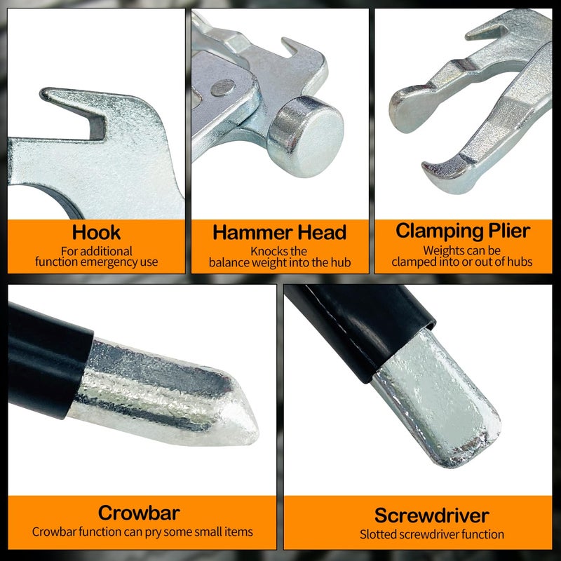 Socpuro Wheel Weight Plier, Wheel Balance Weight Plier Hammer Tool, Tire Weight Removal Tool for Clip On Wheel Weights - Image 2