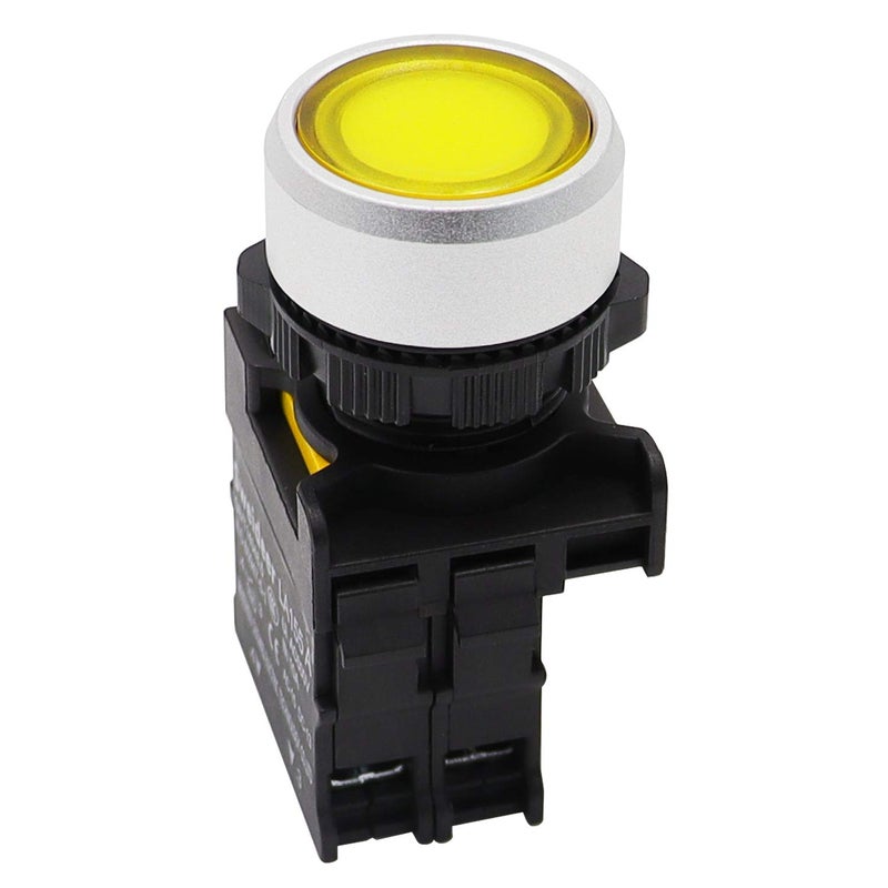 mxuteuk Yellow LED Light Voltage 110V-220V 22mm 1NO Waterproof IP65 SPST Momentary Push Button Switch 10A 600V LA155-A1-10D-Y - Image 2