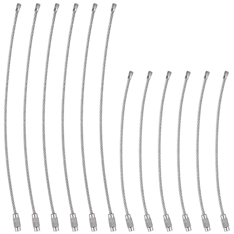 Wisdompro Wire Keychain Cable, 12 Pack of 2mm Stainless Steel Cable Key Ring Loops for Luggage Tags, Key Tags, ID Tag Keepers - 2 Sizes (4.3 inch & 6.3 inch) - Image 1