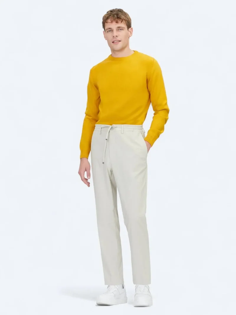 Kip Light Beige Weaving Jogging Fit Casual Trousers