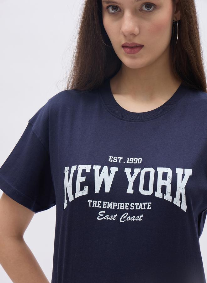 Styli New York Print Round Neck T-Shirt - Image 4