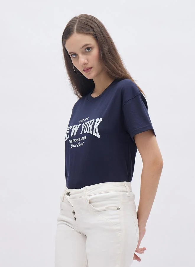 Styli Styli New York Print Round Neck T-Shirt