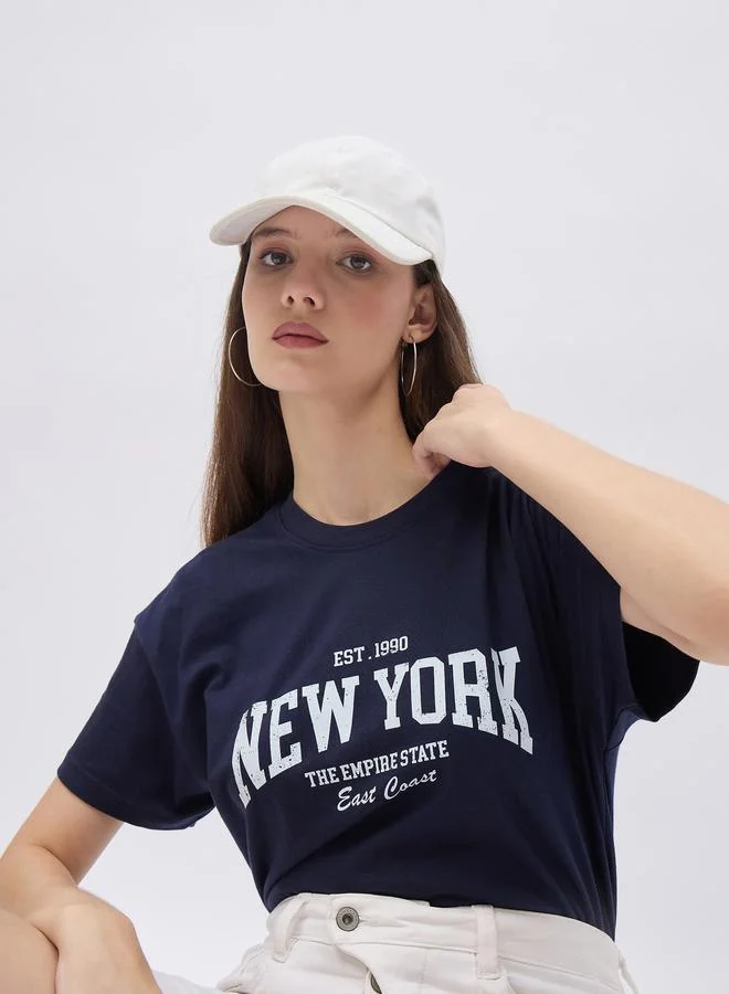 Styli Styli New York Print Round Neck T-Shirt