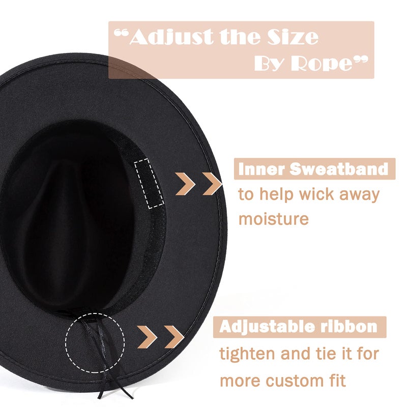 Lisianthus Men & Women Vintage Wide Brim Fedora Hat with Belt Buckle A-Dark Grey 59-60cm - Image 5