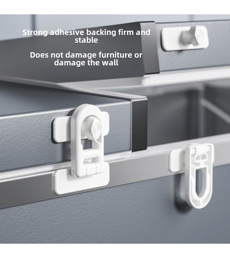 قفل أمان دوار أسود للثلاجات دون الحاجة للحفر من البلاستيك - Image 5