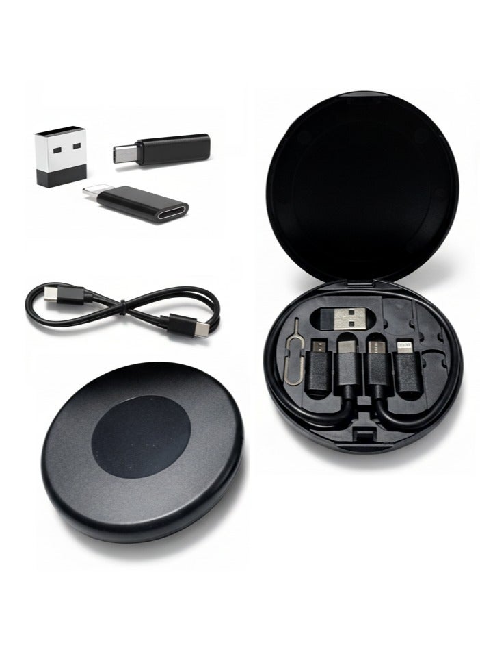 Multifunctional Fast Charging Cable Adapter Kit 60W - Type C to Micro & Lightning - USB Type C to Micro Data Cables & Converter Head - USB Type C to Lightning - Built-in Phone Holder - Compatible with iPhone 11 Pro Max, 12 Pro Max, XS Max, 13 Pro Max, 14 Pro Max, iPad, Samsung, OnePlus, Mi, Oppo, Vivo, YQ - SIM Ejector Tool & Tray Pin - 2 Nano SIM Card Slots & 1 Micro SIM - Multifunctional Charging & Data Cables with Storage Box. - Storage Box Used as Phone Holder - Compatible with Lightning Devices - Type C & Micro & Lightning Connector - Image 1