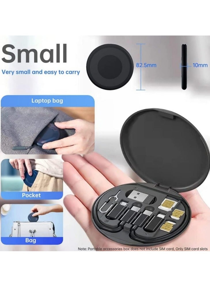 Multifunctional Fast Charging Cable Adapter Kit 60W - Type C to Micro & Lightning - USB Type C to Micro Data Cables & Converter Head - USB Type C to Lightning - Built-in Phone Holder - Compatible with iPhone 11 Pro Max, 12 Pro Max, XS Max, 13 Pro Max, 14 Pro Max, iPad, Samsung, OnePlus, Mi, Oppo, Vivo, YQ - SIM Ejector Tool & Tray Pin - 2 Nano SIM Card Slots & 1 Micro SIM - Multifunctional Charging & Data Cables with Storage Box. - Storage Box Used as Phone Holder - Compatible with Lightning Devices - Type C & Micro & Lightning Connector - Image 5