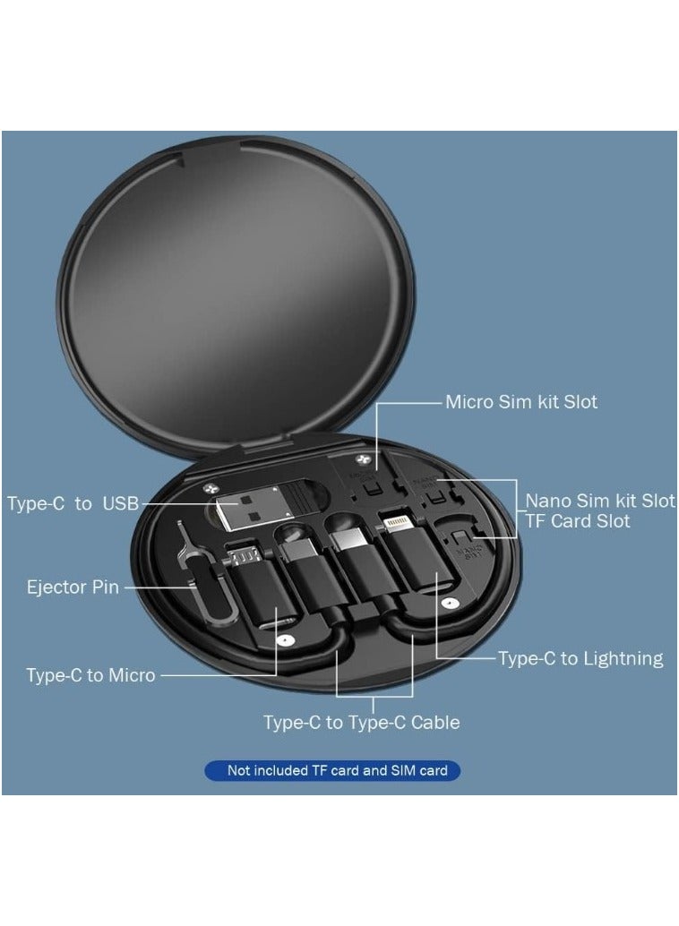 Multifunctional Fast Charging Cable Adapter Kit 60W - Type C to Micro & Lightning - USB Type C to Micro Data Cables & Converter Head - USB Type C to Lightning - Built-in Phone Holder - Compatible with iPhone 11 Pro Max, 12 Pro Max, XS Max, 13 Pro Max, 14 Pro Max, iPad, Samsung, OnePlus, Mi, Oppo, Vivo, YQ - SIM Ejector Tool & Tray Pin - 2 Nano SIM Card Slots & 1 Micro SIM - Multifunctional Charging & Data Cables with Storage Box. - Storage Box Used as Phone Holder - Compatible with Lightning Devices - Type C & Micro & Lightning Connector - Image 4