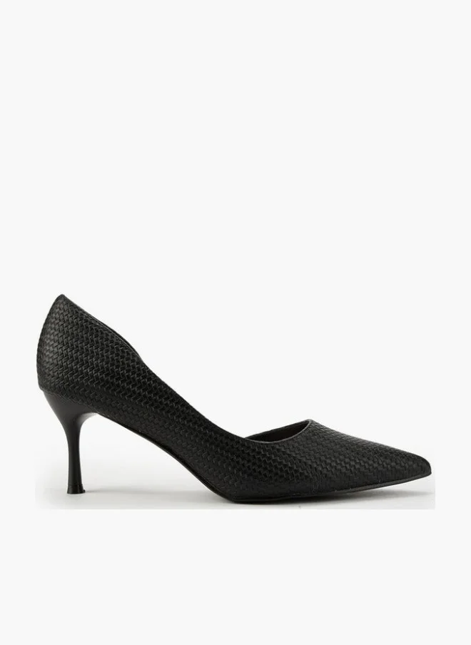 Flora Bella By Shoexpress Textured D'Orsay Shoes with Stiletto Heels