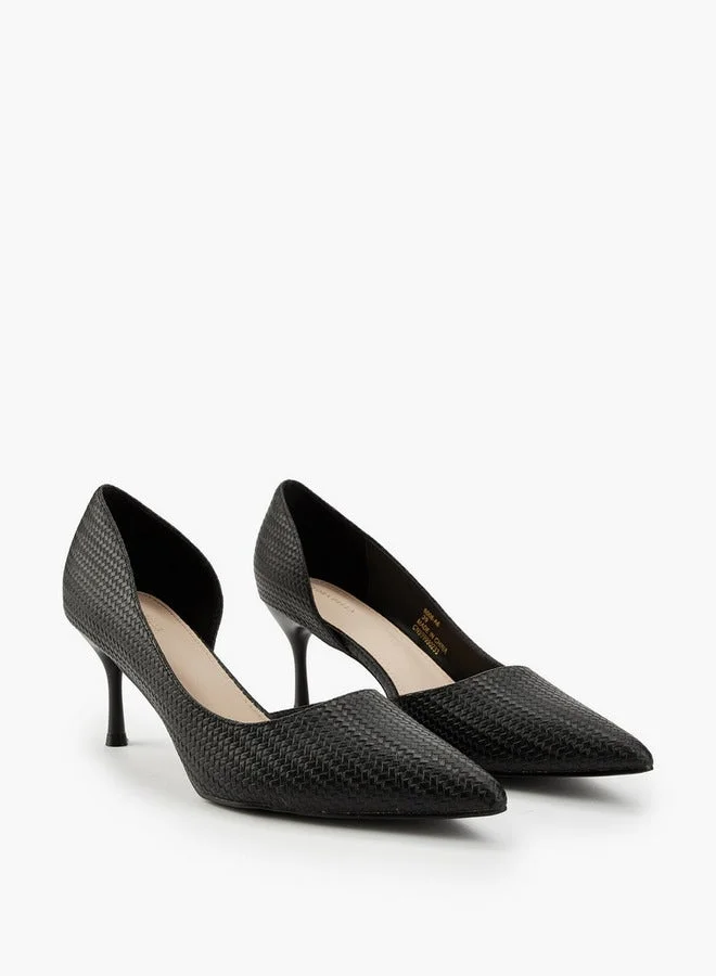 Flora Bella By Shoexpress Textured D'Orsay Shoes with Stiletto Heels