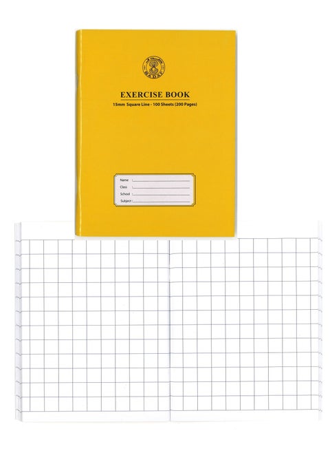 A5 Size Exercise Notebook With 15mm Square Lined Ruling 200 Pages Assorted Covers