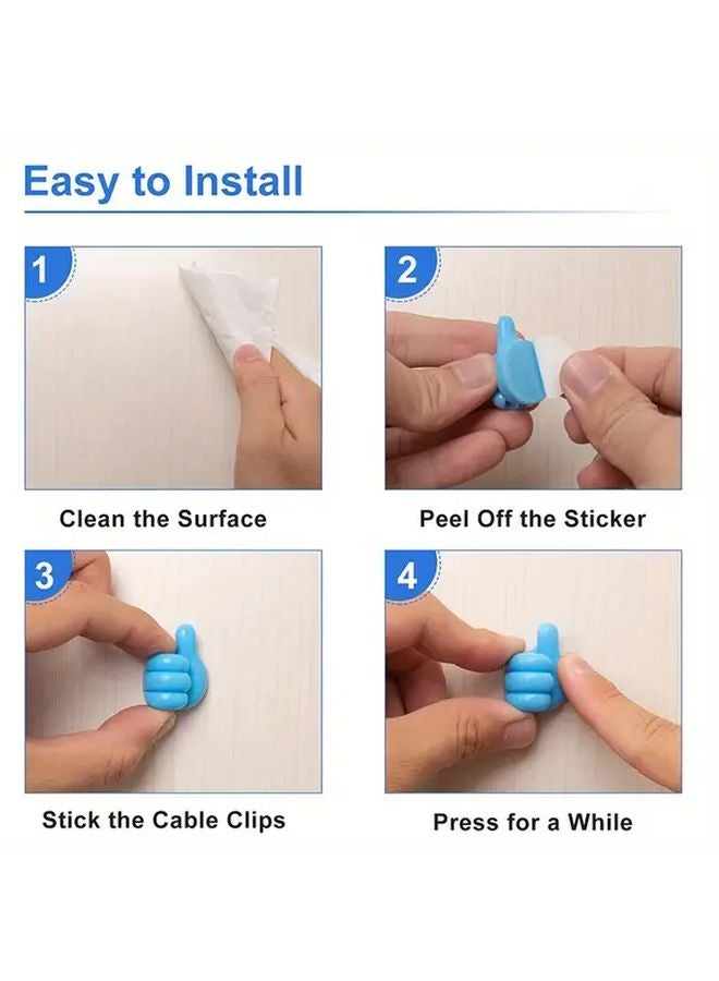 10pcs Green Self Adhesive Wall Hooks Key Hanger Data Cable Clip Desk Organizer - Image 4