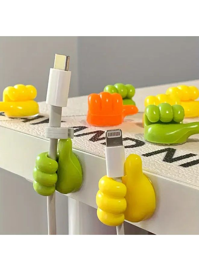 10pcs Green Self Adhesive Wall Hooks Key Hanger Data Cable Clip Desk Organizer - Image 3