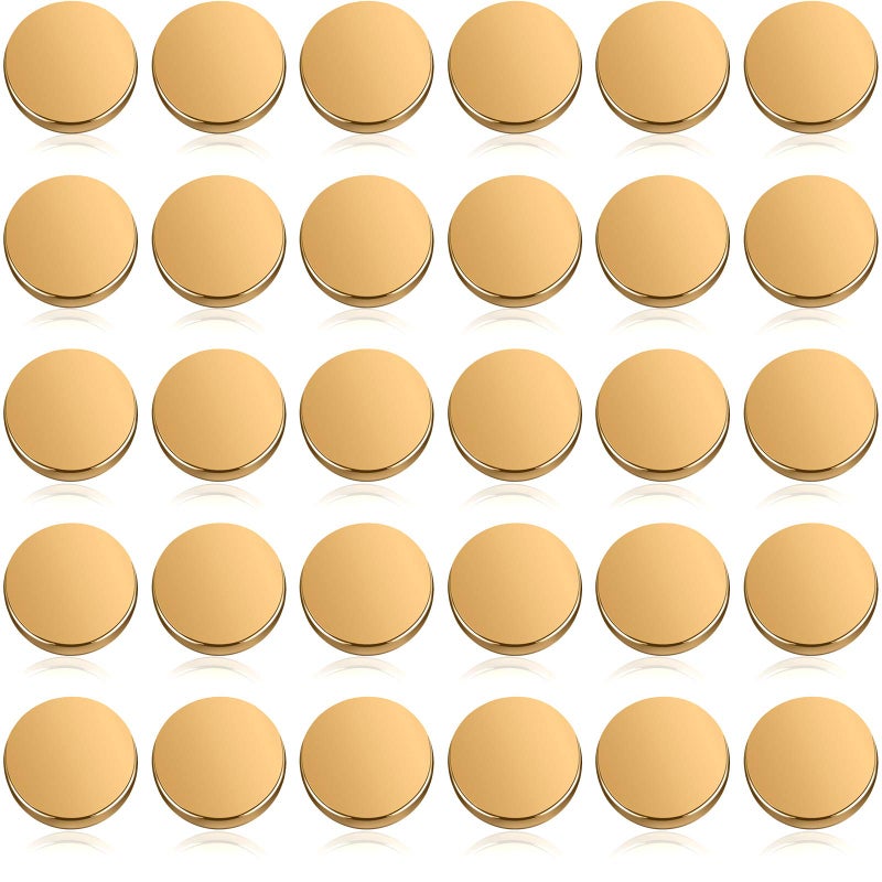 Chuangdi Chuangdi 30 Pieces Metal Flat Button Alloy Shank Round Shaped Sewing Button for Women Suit Woolen Coat Shirt Trousers Sewing Crafts25 mmGold