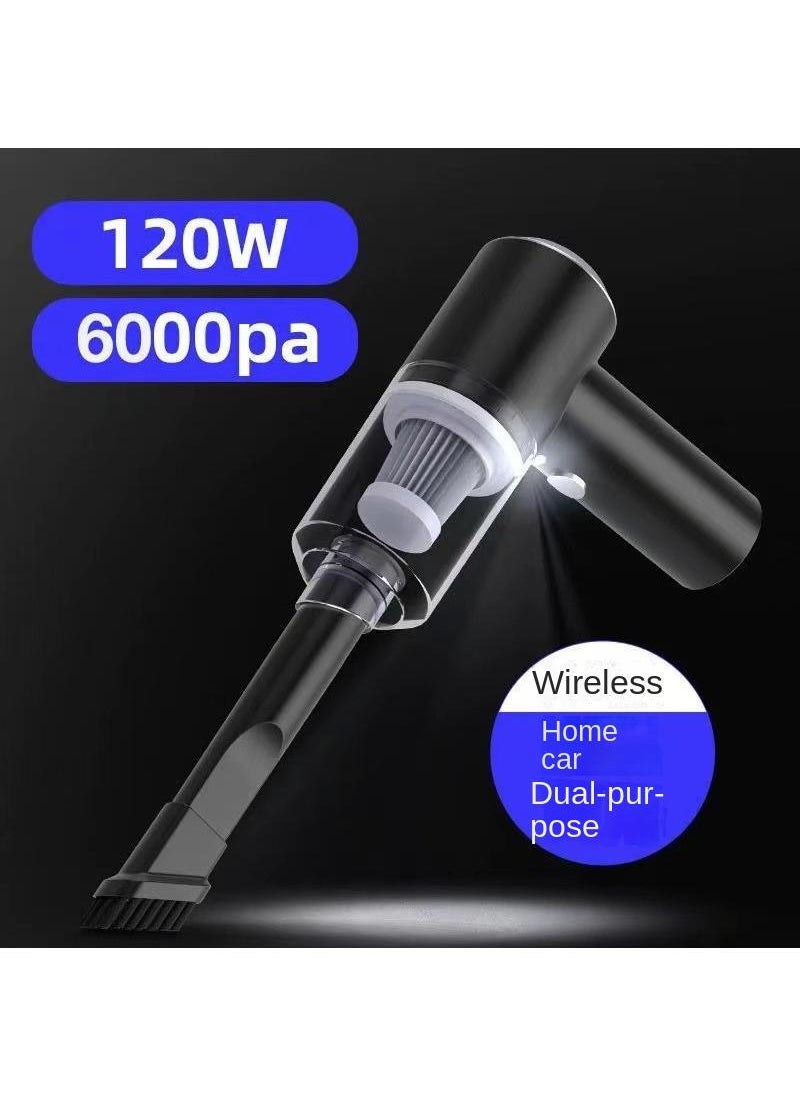 Bluejw - Handheld Car Vacuum Cleaner, Mini Car Vacuum Cleaner Rechargeable, 6000Pa 120W High Power, Air Dust Collector, With Led Lights, Portable Vacuum Cleaner For Cars, Homes, Offices, Pets, Black - Image 1