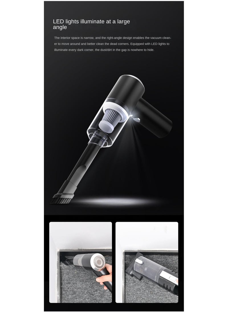 Bluejw - Handheld Car Vacuum Cleaner, Mini Car Vacuum Cleaner Rechargeable, 6000Pa 120W High Power, Air Dust Collector, With Led Lights, Portable Vacuum Cleaner For Cars, Homes, Offices, Pets, Black - Image 1