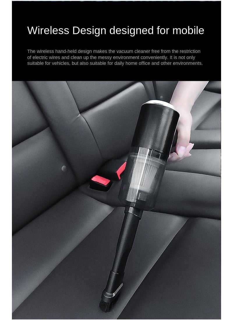 Bluejw - Handheld Car Vacuum Cleaner, Mini Car Vacuum Cleaner Rechargeable, 6000Pa 120W High Power, Air Dust Collector, With Led Lights, Portable Vacuum Cleaner For Cars, Homes, Offices, Pets, Black - Image 1
