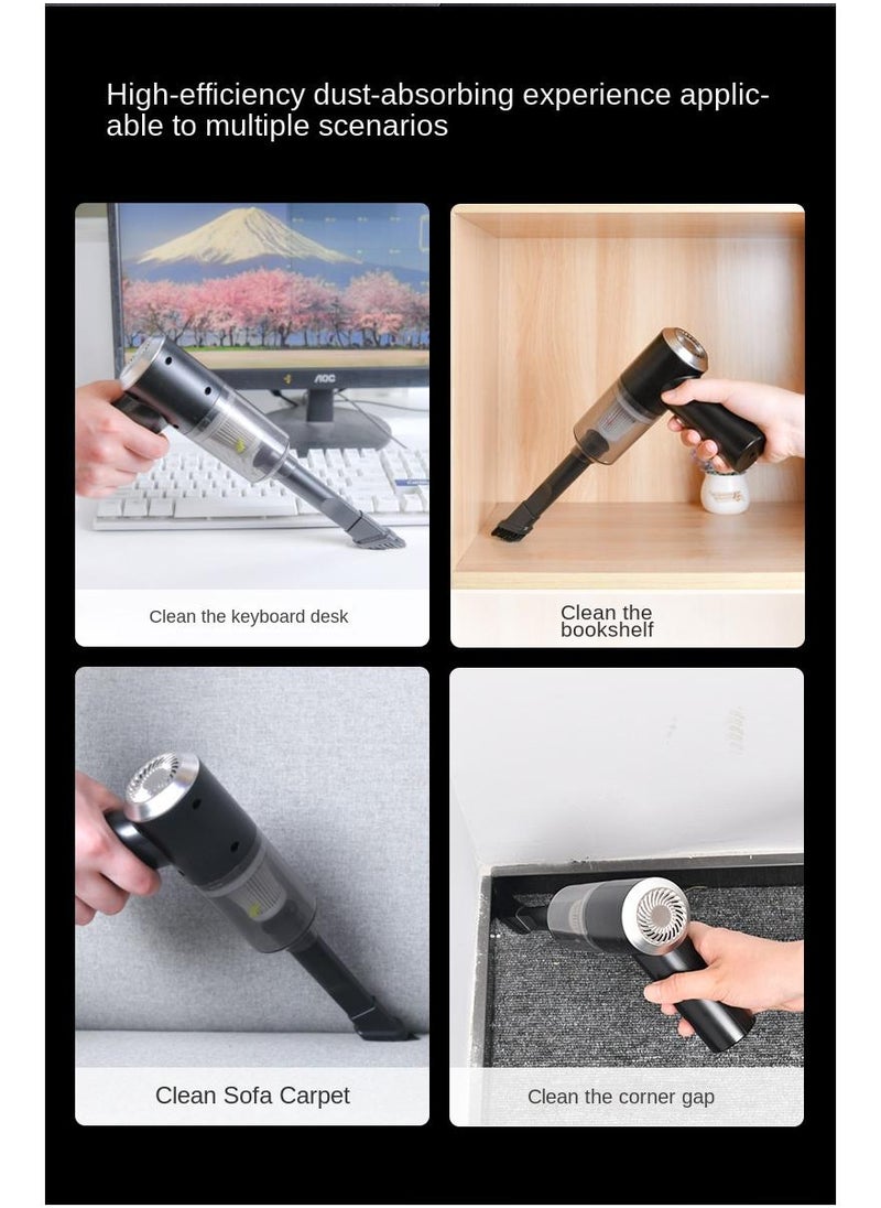 Bluejw - Handheld Car Vacuum Cleaner, Mini Car Vacuum Cleaner Rechargeable, 6000Pa 120W High Power, Air Dust Collector, With Led Lights, Portable Vacuum Cleaner For Cars, Homes, Offices, Pets, Black - Image 1