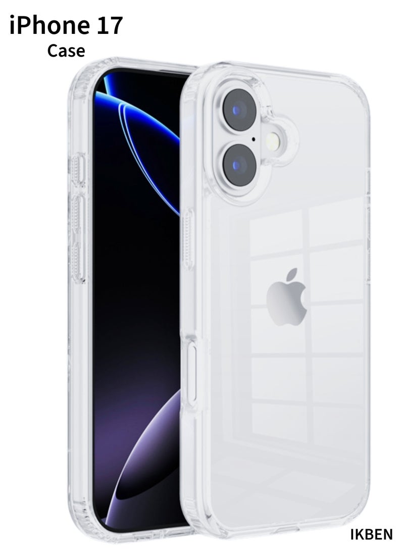 IKBEN 1PC iPhone 17 Clear Transparent Case – Shockproof Slim Protective Cover, Hard Clear Back, Anti-Scratch Full Body Protection, Raised Camera & Screen Edges, Wireless Charging Compatible (IKBEN) - Image 1