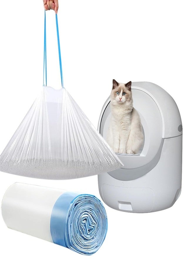 YYaaloa 20 Count Cat Drawstring Litter Box Liners 26.6x16.7 inches 2Mils Super Thick for Self-Cleaning Litter Box Cat Litter Pan Trays (Blue Drawstring 20 count) - Image 1