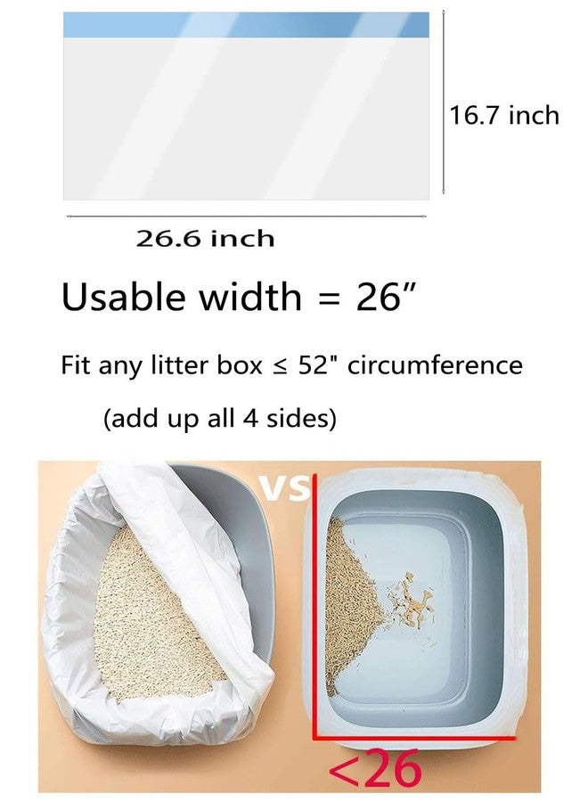 YYaaloa 20 Count Cat Drawstring Litter Box Liners 26.6x16.7 inches 2Mils Super Thick for Self-Cleaning Litter Box Cat Litter Pan Trays (Blue Drawstring 20 count) - Image 2