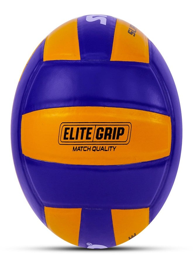 Synco Super Spike Leather Volleyball | 18 Panel Match Ball | VFI Standard Professional Volleyball | High Durability & Grip | for Indoor & Outdoor Play | Size 4, Yellow & Blue - Image 2