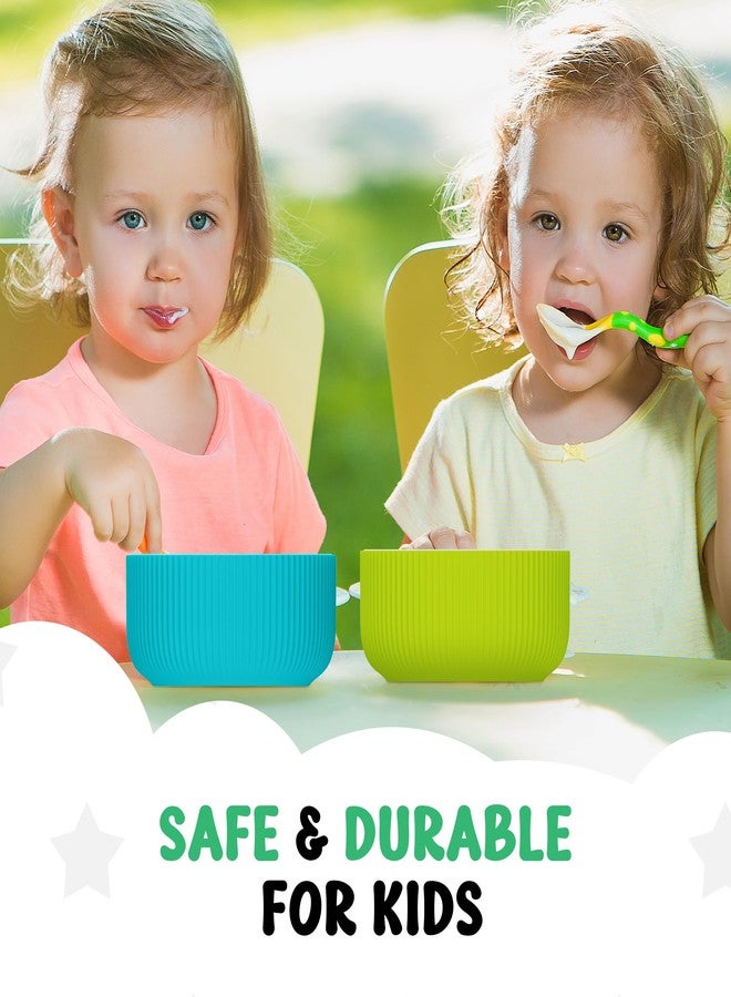 Jayour Kids Porcelain Bowls with Anti-Slip Silicone Sleeves | Microwave & Dishwasher Safe | Premium Toddler Bowls for Eating | Perfect for Toddlers & Kids - Set of 4 - Image 2