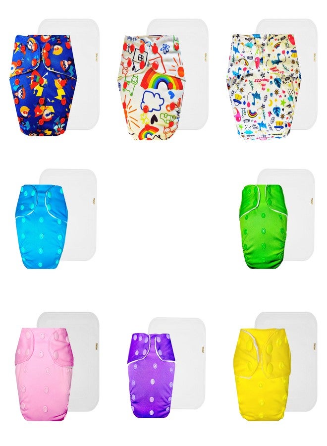 حفاضات دمبلدو القماشية الفاخرة مع حشوة قطنية (عبوة من 8) | ناعمة ولطيفة | وسادة ماصة بست طبقات | أزرار كبس قابلة للتعديل | مثالية لفصل الصيف الهندي | من 3 أشهر إلى 3 سنوات | للجنسين - Image 1