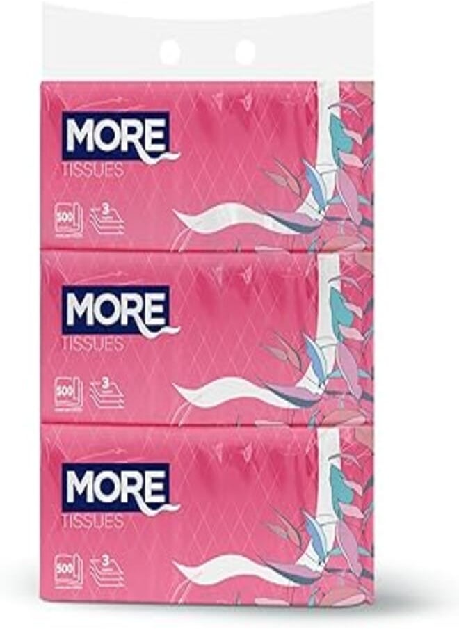 More - More facial 500 tissues, 3 packs - Image 1