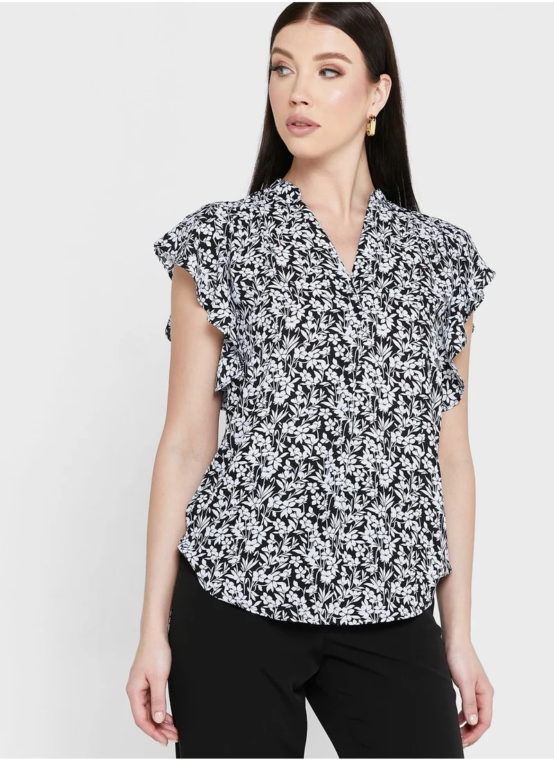 Lauren Ralph Lauren Floral Print Flared Sleeve Top