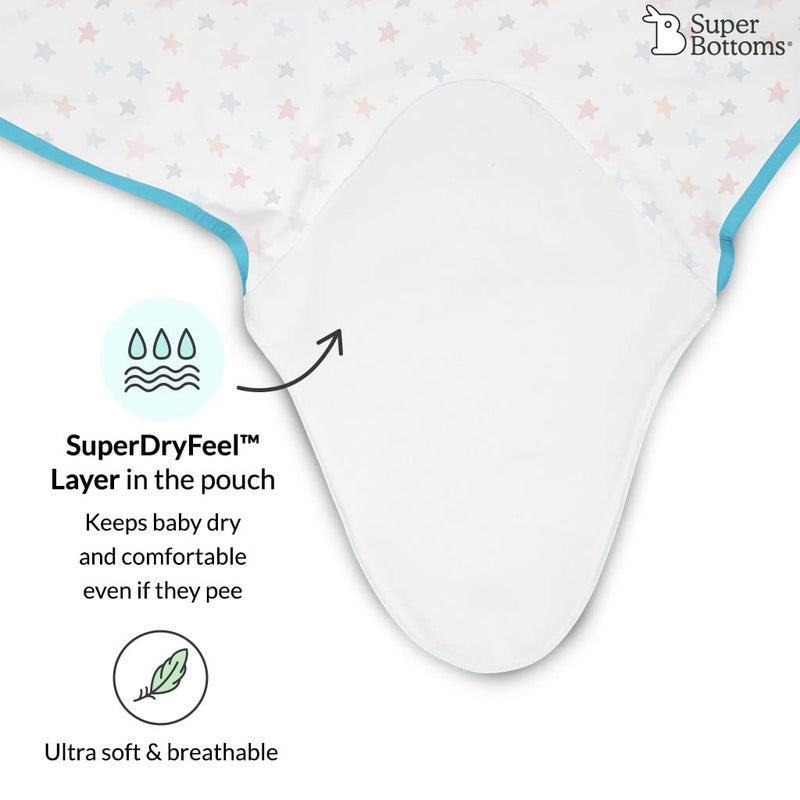 superbottoms Dry Feel Swaddle Wrap for Newborn | SuperDryFeel Layer to Keep Baby Dry | Extra Soft | 100% Cotton | Easy to Wear, Travel-Friendly Wrapper | 0-3 Months, Baby Wrappers | Starry Skies - Image 5