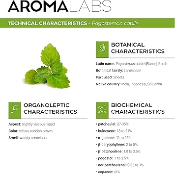 aromalabs BIO Patchouli Essential Oil 5mL 100 Pure Natural Chemotyped and ABCosmos Certified AROMA LABS French Brand - Image 3