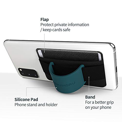 Sinjimoru Phone Grip Card Holder with Phone Stand, Secure Stick on Wallet for iPhone with Kickstand for Table. Sinji Pouch B-Grip Silicone Midnight Blue - Image 3