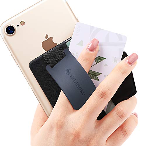 Sinjimoru Phone Grip Card Holder with Phone Stand, Secure Stick on Wallet for iPhone with Kickstand for Table. Sinji Pouch B-Grip Silicone Midnight Blue - Image 1