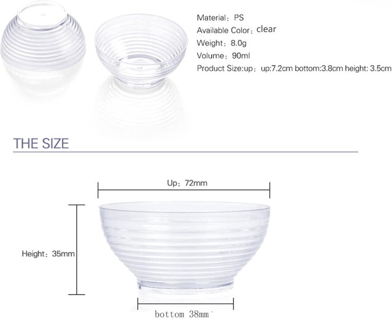 Qixivcom Mini Dessert Bowls 3 oz Meal Appetizer Bowls Clear Stripe Disposable Dessert Cup for Mousse Pudding Salad Jam Snacks and Seasoning Milk Drink Containers50 pack - Image 2