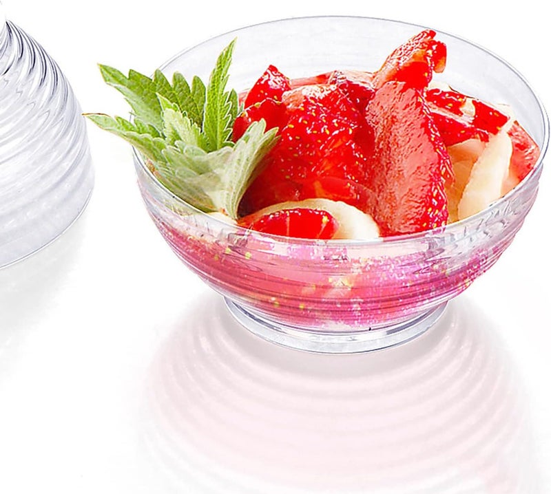 Qixivcom Mini Dessert Bowls 3 oz Meal Appetizer Bowls Clear Stripe Disposable Dessert Cup for Mousse Pudding Salad Jam Snacks and Seasoning Milk Drink Containers50 pack - Image 4